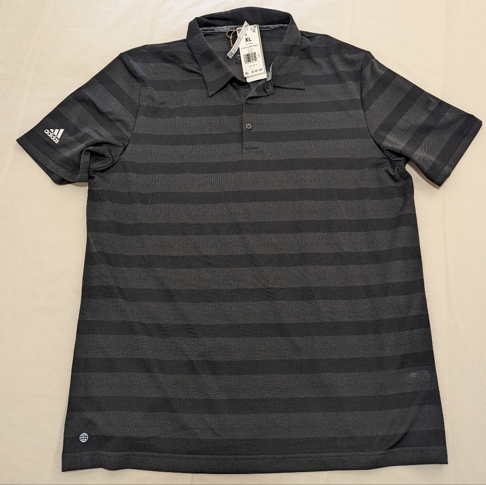 Adidas Men's Dark Gray Striped Polo
